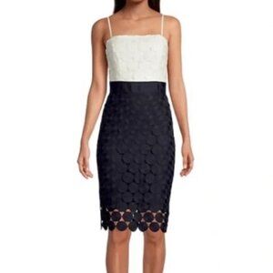 NWT Milly Oversized Dot Embroidered Circles Combo Cocktail Sheath Dress Sz. 6